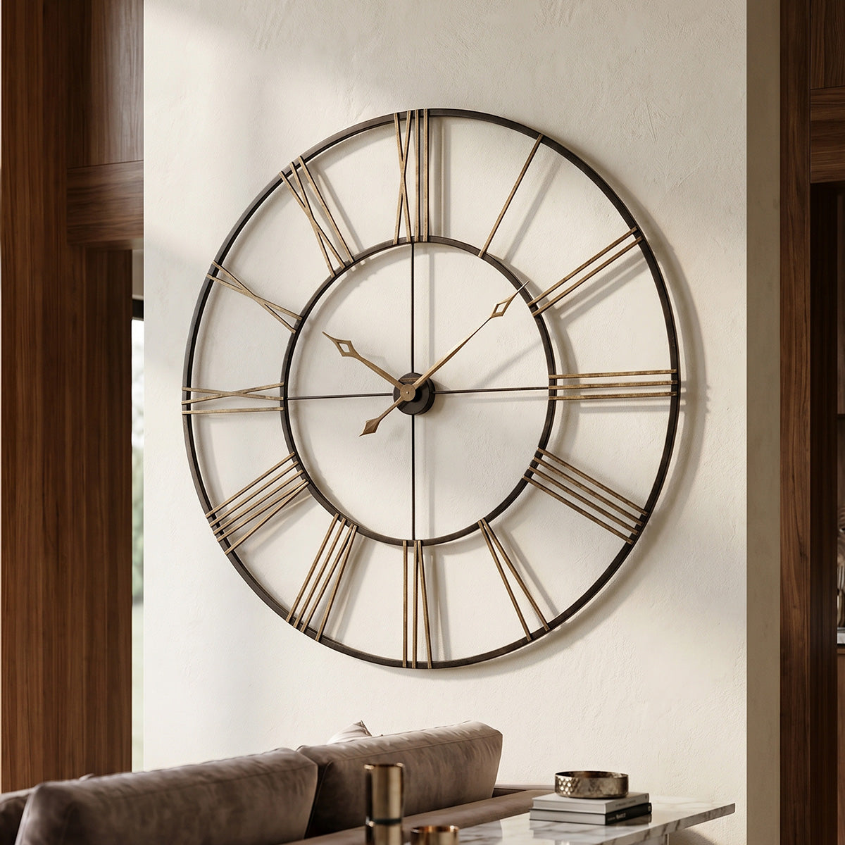 Aged Black Open-Frame Wall Clock