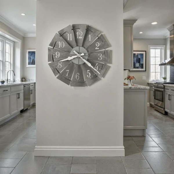 Distressed Metal Windmill Wall Clock