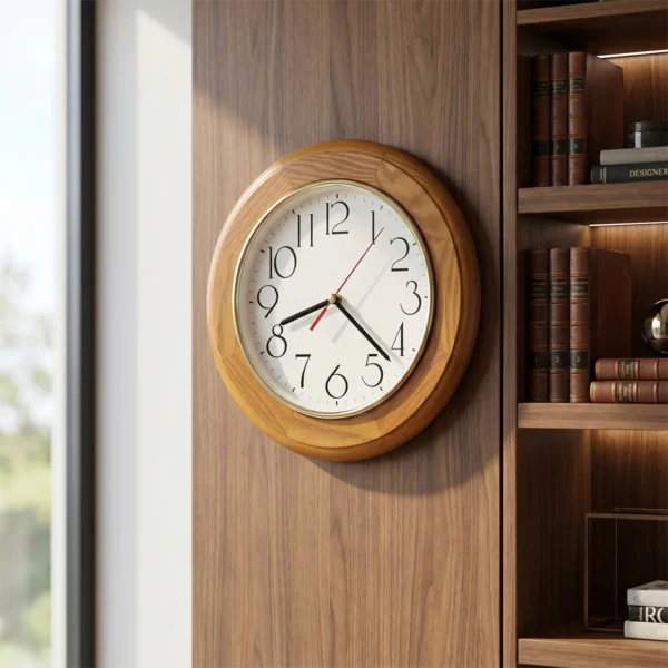 Champagne Oak Round Wall Clock