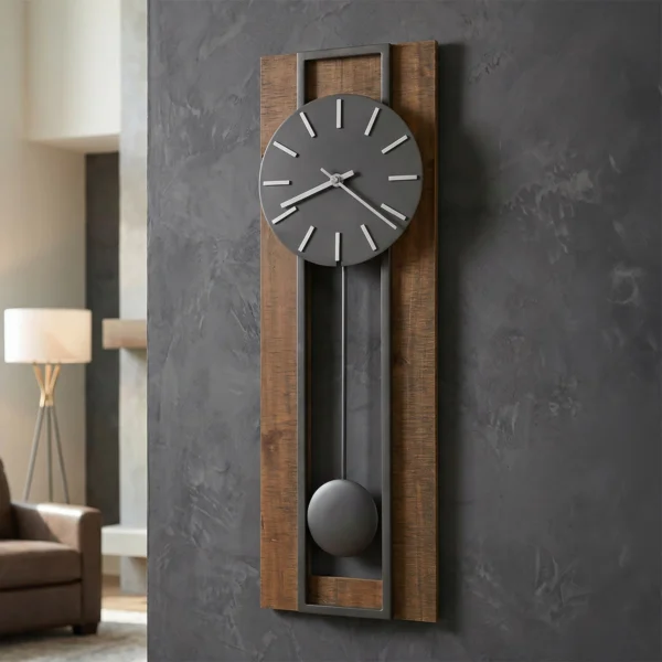 Amber Brown Open-Frame Pendulum Wall Clock