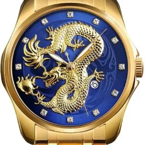 Dragon Dial Gold-Tone Quartz Watch