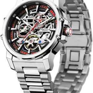 Industrial Skeleton Automatic Watch with Stainless Steel Bracelet